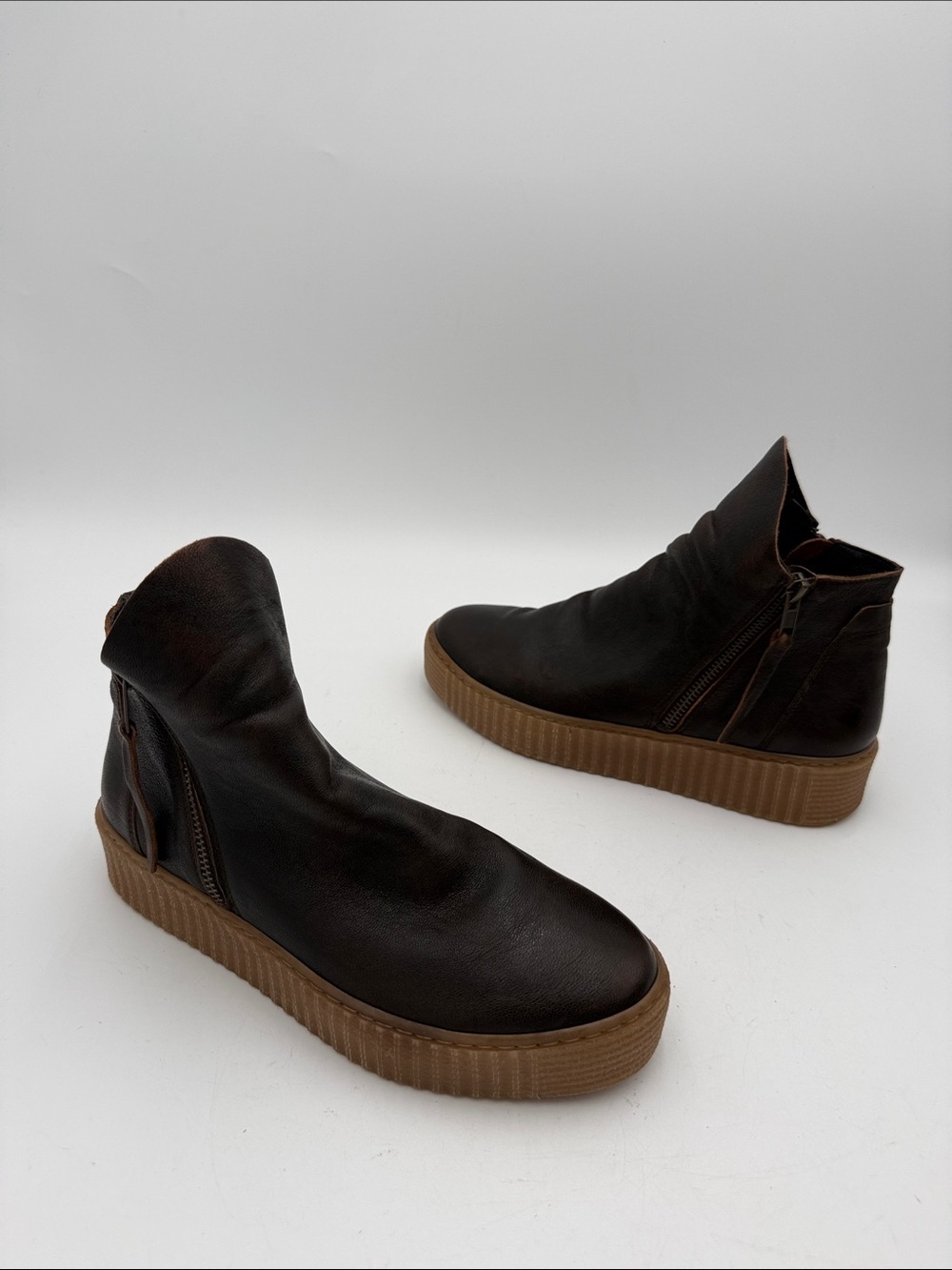 Eric Michael Black Leather Ankle Boots platform women 39 casual office Y2K retro